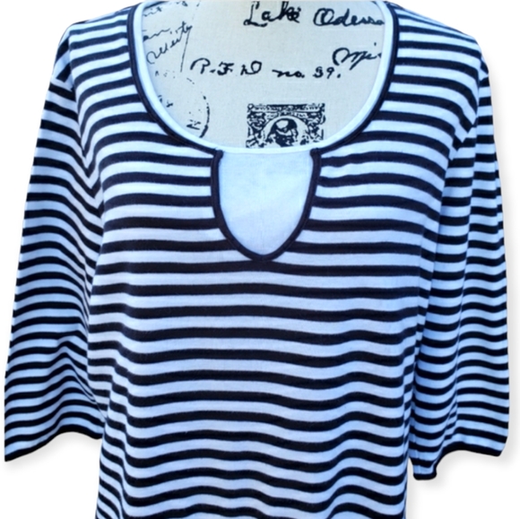 Womens Westbound Blk/Wht Striped Top - Picture 7 of 7